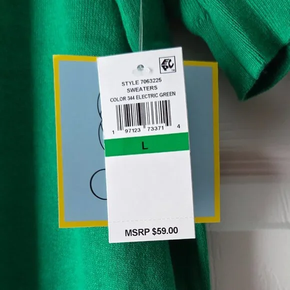 NWT CeCe Green Knit Top L - Picture 7 of 9